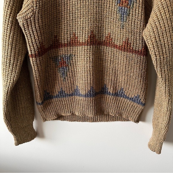 Vintage 80s Chunky Knit Southwestern Aztec Sweater Grandpa MG Retro - Picture 3 of 11